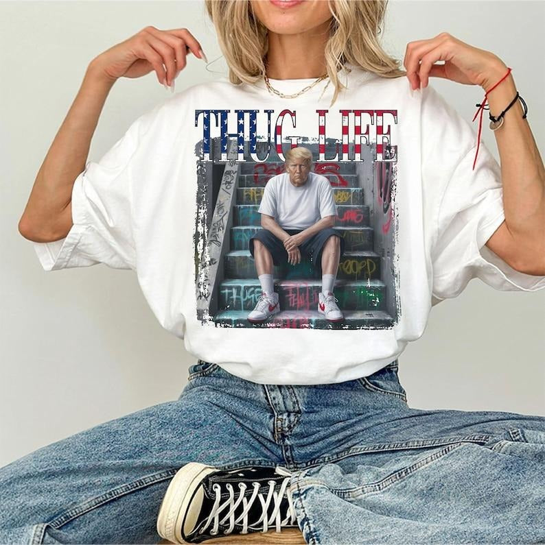 V1ral Thug Life President Design | Preppy Edgy, Unisex Shirt, Amer1ca Shirt Hoodie, Sweatshirt | InkThreadWorks.com