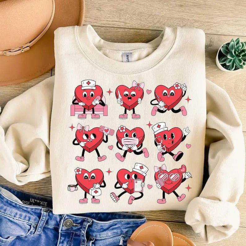 Valentine Nurse Sweatshirt Cupids Favorite Nurse , Funny Valentine , Retro Valentine , Nurse Valentines , Valentines Day...