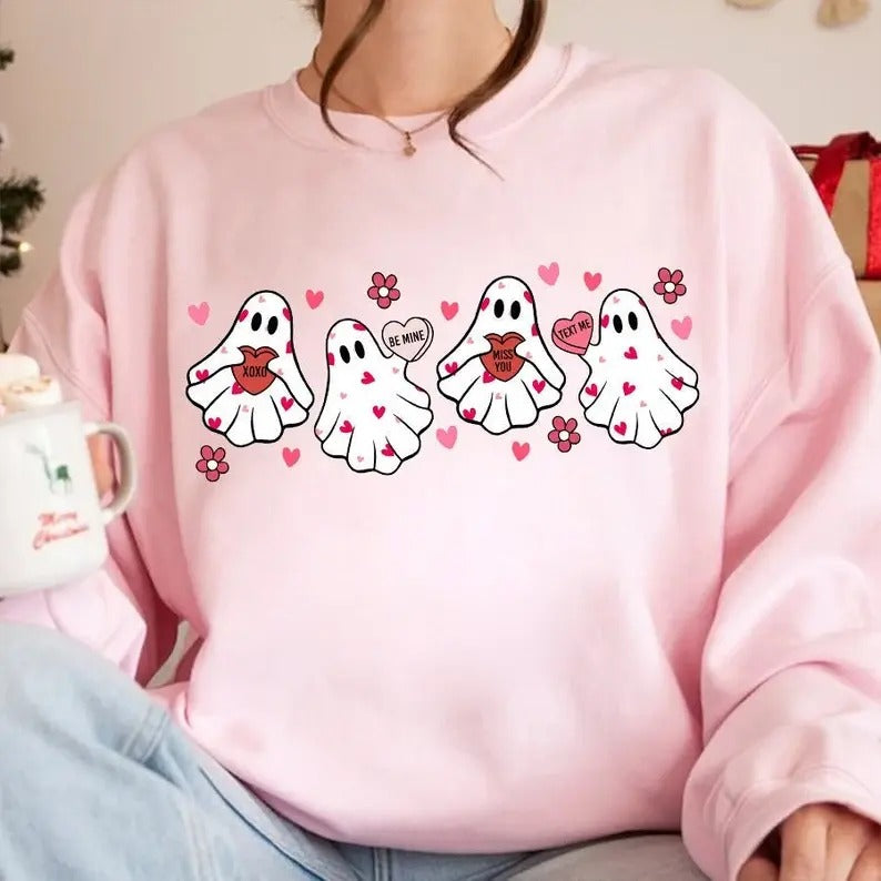 Valentine's Day Ghost Shirt Sweatshirt, Hoodie, T-Shirt | InkThreadWorks.com