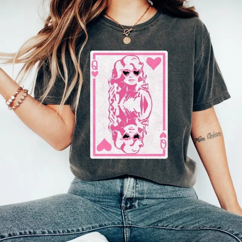 Valentine's Day Queen of Hearts Comfort Colors Shirt, Cute Pink Dolly Valentine Shirt, Valentine's Design, Valentine's Day 2025