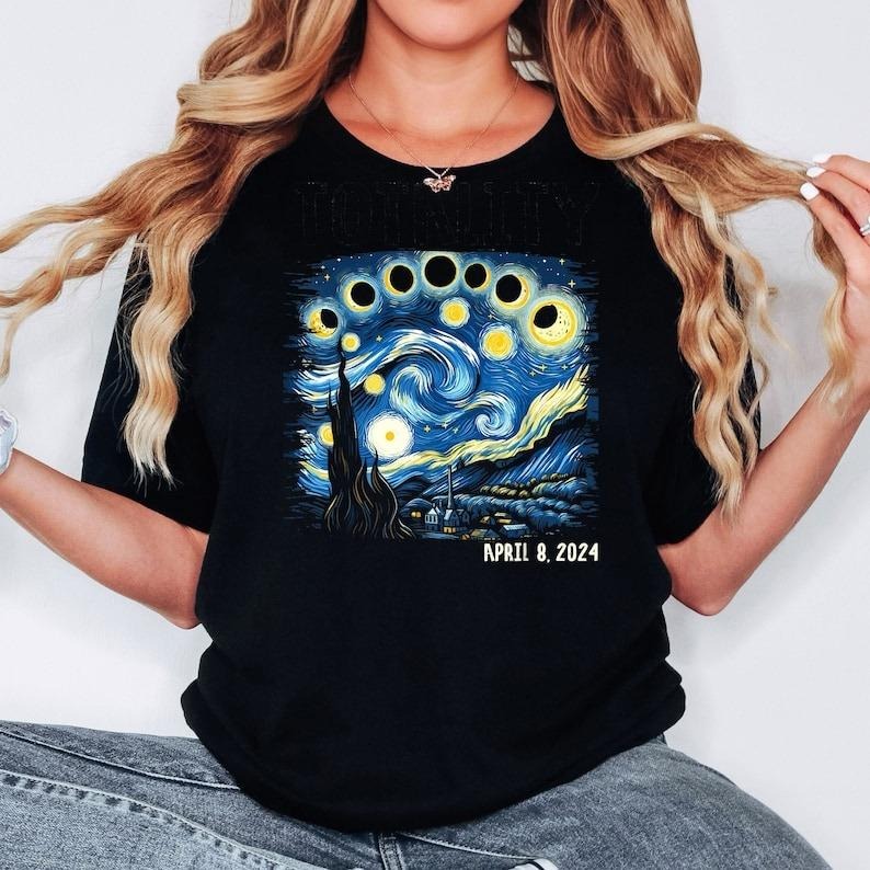 Van Gogh Total Solar Eclipse 2024 Shirt, Celestial Shirt, April 8th 2024 Shirt, Eclipse Event 2024 Shirt, Stargazer...