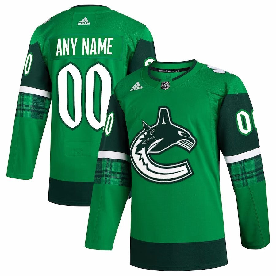 Vancouver Canucks adidas 2023 St. Patrick's Day Primegreen Authentic Custom Jersey - Kelly Green