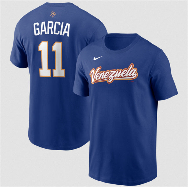 Venezuela Baseball #11 Maikel Garcia Royal Name & Number T-Shirt