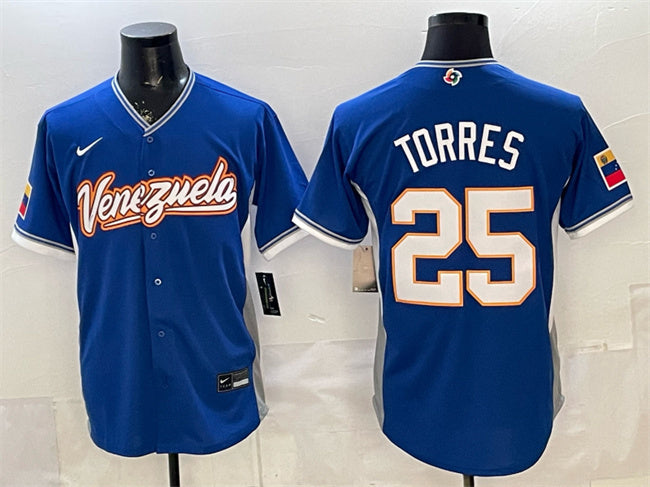 Venezuela Baseball #25 Gleyber Torres Royal 2026 World Baseball Classic Road Stadium