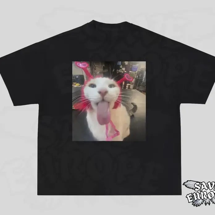 Very Freaky Cat T-Shirt, Funny Cat Licking Shirt, Cat Meme Shirt, Silly Kitty Tee Classic Cotton