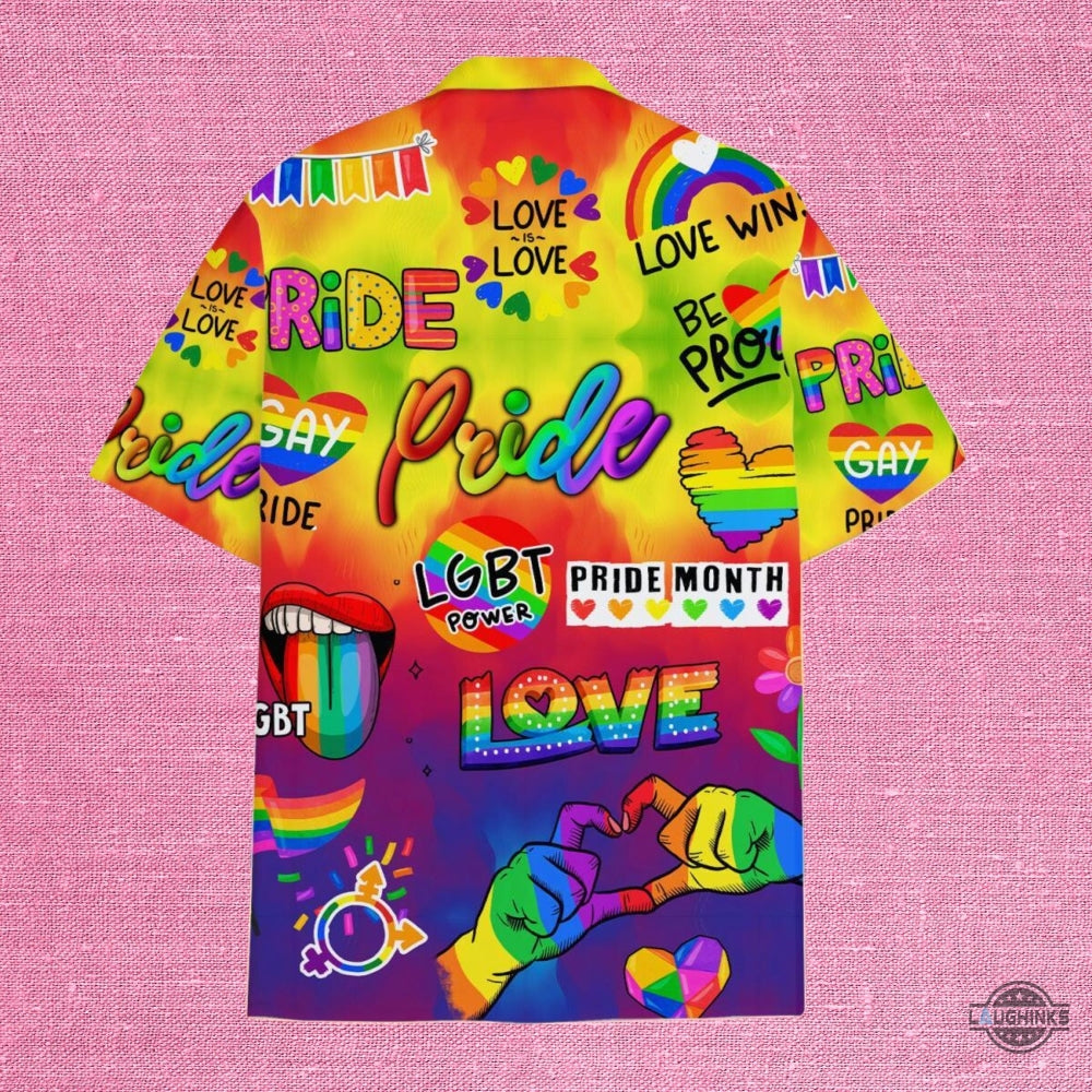 Vibrant Rainbow Pride Hawaiian Shirt And Shorts Lgbtq Aloha Beach Button Up Shirts Trending Summer Gift