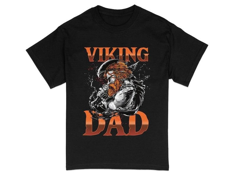 Viking Dad Graphic T-Shirt, Cool Viking Warrior Shirt, Unique Father's Day Gift