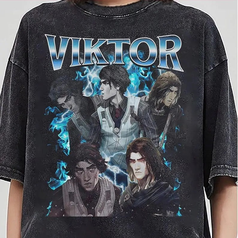 Viktor Arcane 2 T-Shirt Unisex Vintage Streetwear League of Legends Shirt Anime Apparel Fanmerch lol Merchandise League...