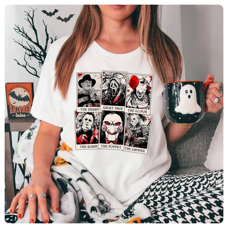 Vintage Tarot Cards Shirt, Hallwoeen Sweatshirt Jason Voorhees Michael Myers Shirt Hallwoeen Nights Shirt Hallwoeen Gift