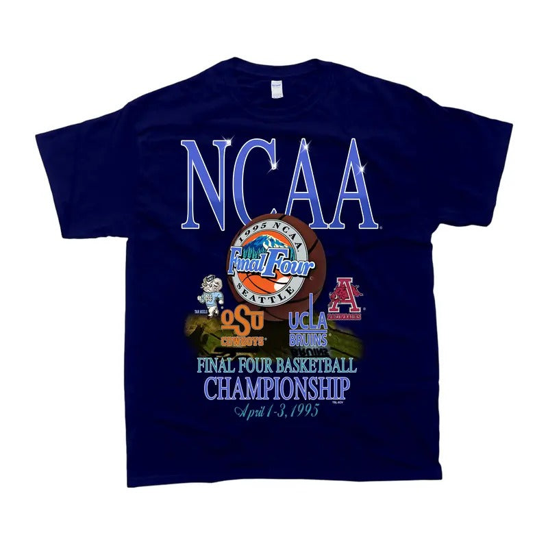 Vintage 1995 NCAA Final Four Championship Tar Heels OSU UCLA Arkansas t-shirt, Shirt For Women And Men, Men's Tshirt, Men's Clothes Casual Cotton