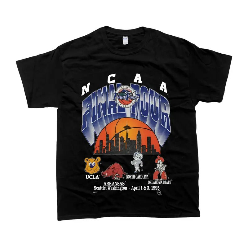 Vintage 1995 NCAA Final Four UCLA Arkansas Norht Carolina Oklahoma T-Shirt, Unisex T-Shirt, Men's Tshirt, Men's Clothes...