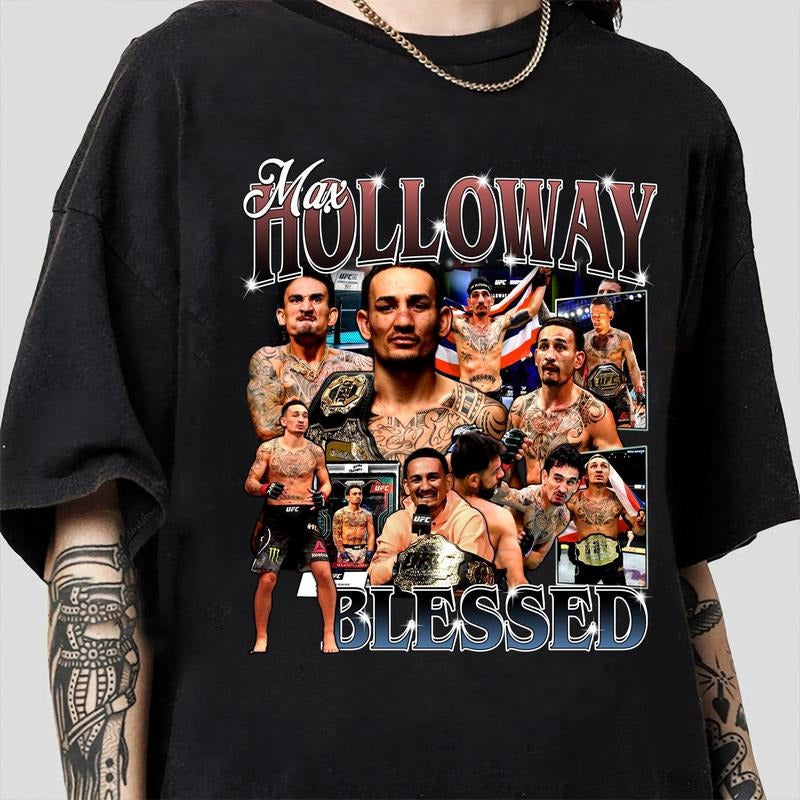 Vintage 90s Graphic Style Max Holloway T-shirt - Max Holloway T-shirt - Retro Mixed Martial Artist Unisex T-shirt, Gift For Fan Classic Fabric Top