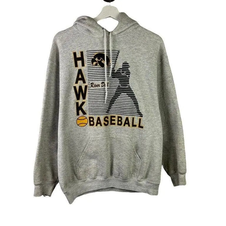 Vintage 90s Iowa Hawkeyes Baseball NCAA Spellout Hooded Sweatshirt Size Large T-Shirts, Hoodie | InkThreadWorks.com