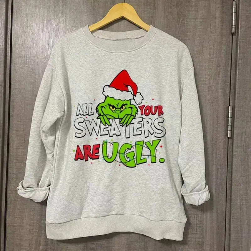 Vintage All Your Sweaters Are Ugly Graphic Tee - Funny Gr1nch Movie Shirt - Funny Christmas Shirt - Xmas - Christian Christmas - Christmas Gifts