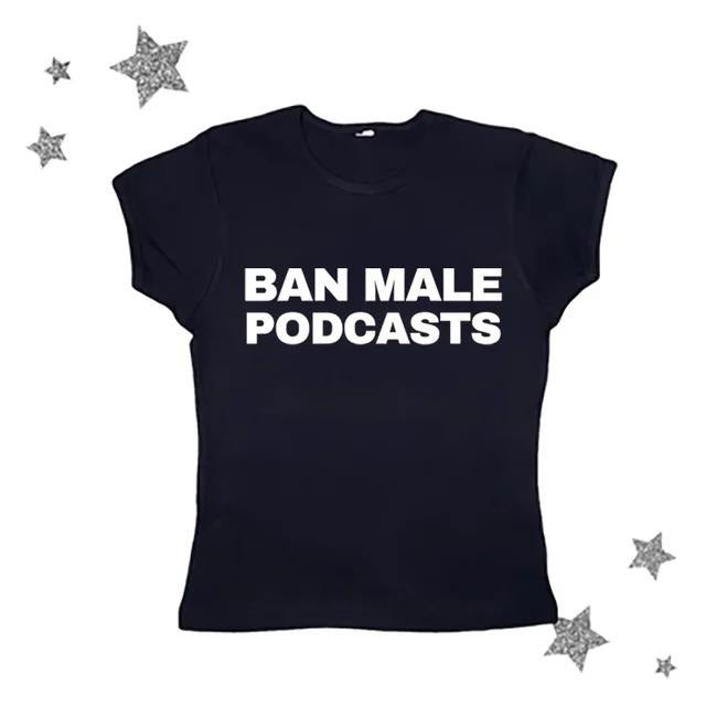 Vintage Bann Male Podcasts Baby Tee, Y2k Popular Streetwear, Goth Short Sleeve, Emo Girls Tops, 2000 tops, Y2k Top Women...