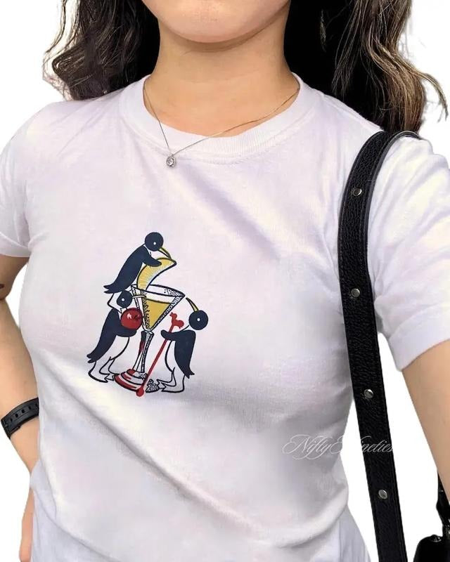 Vintage Cocktail Baby Tee, Retro Bar Cocktail, Baby Tee Y2k, 90s Shirt, Coquette Clothing, Vintage Graphic Top, Y2k Tee