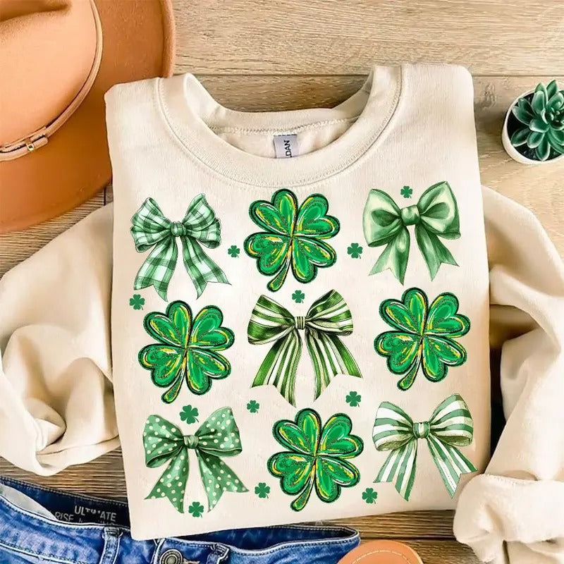 Vintage Coquette Patrick's Day Sweatshirt, St. Patrick's Day Sweatshirt, Irish Patrick Day Shirt Hoodie | InkThreadWorks.com