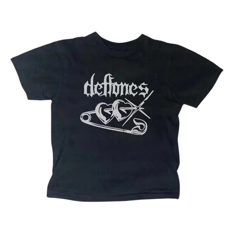 Vintage Deftones Baby Tee - Women's Y2K Style Emo Girls Punk Streetwear Shirt
