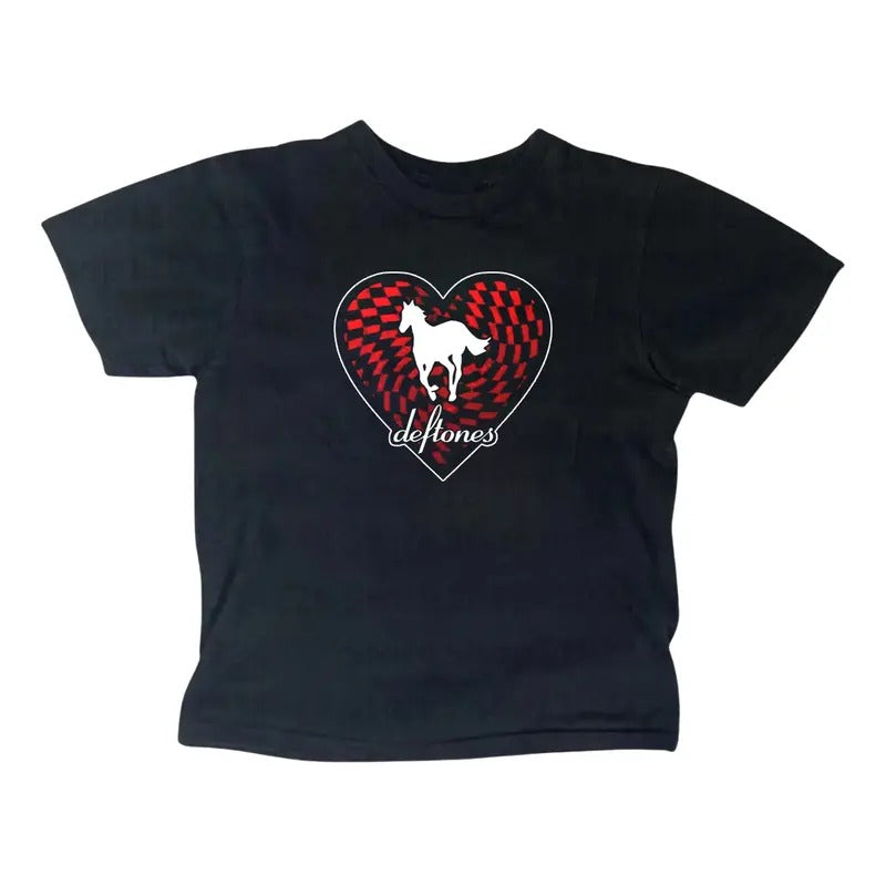 Vintage Deftones Heart Baby Tee - Women's Y2K Style Emo Girls Punk Streetwear T-Shirt