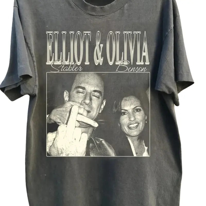 Vintage Elliot Stabler And Olivia Benson Shirt, Elliot And Olivia Shirt, Law And Order SVU Tee, 90s Graphic Tee, 90s Movie shirt, Gift For Fan, Tshirt Top Menswear Underwear Streetwear