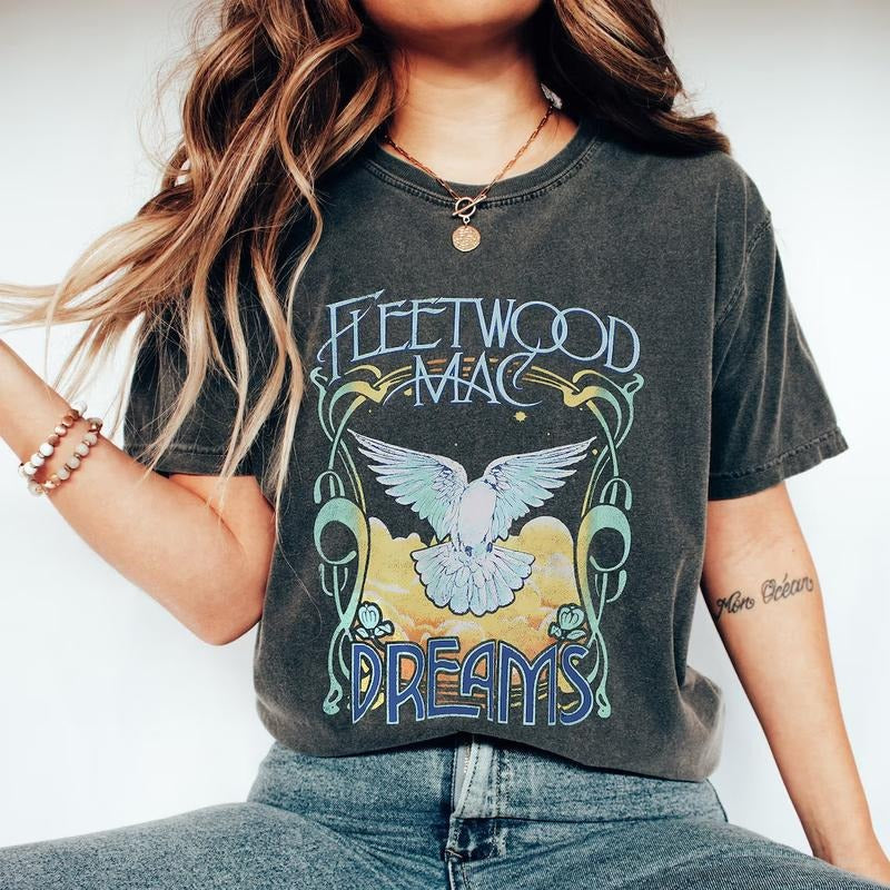 Vintage Fleetwood Mac Shirt Top Womenswear Underwear Comfort Streetwear Summer