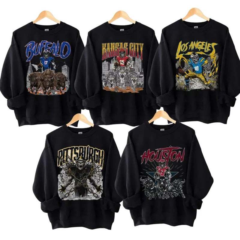 Vintage Football Sweatshirt, Shirt, Unisex T-Shirt, Skeleton Tee, Fan Apparel, Steelers Graphic Tee, Sports Gift men's sweatshirts