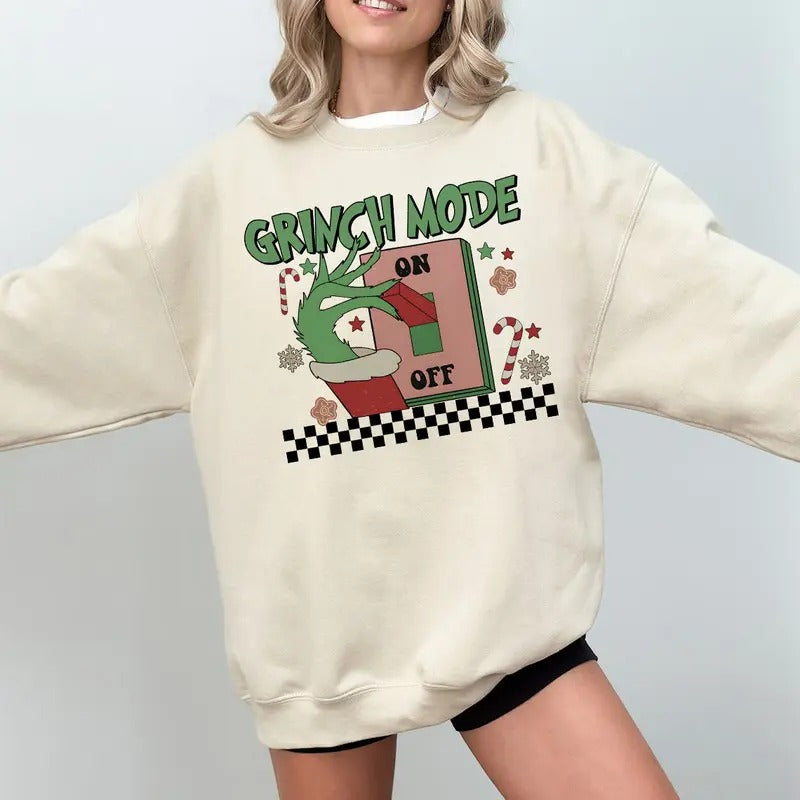 Vintage Grinnch Mode Sweatshirt, Grinnch Christmas Sweatshirt, Retro Christmas Hoodie, Christmas Movies Sweater, Christmas Crewneck, Christmas Gift