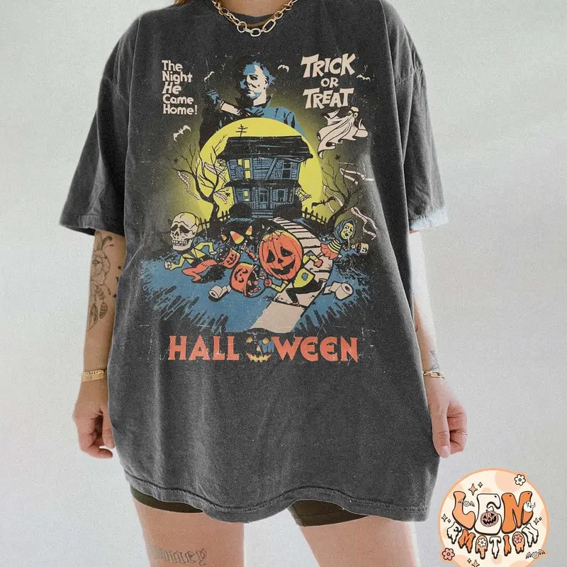 Vintage Halloween Michael Myers Shirt, Retro Michael Myers Halloween T-shirt, The Night He Came Home, Halloween Horror Movies Shirt