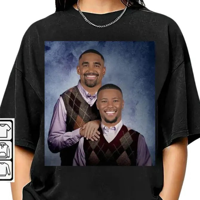 Vintage Jalen Hurts Saquon Barkley Shirt, Football Step Bros, Funny Gift 90s Bootleg Graphic Unisex Shirt, Sweatshirt, Menswear Top, Streetwear