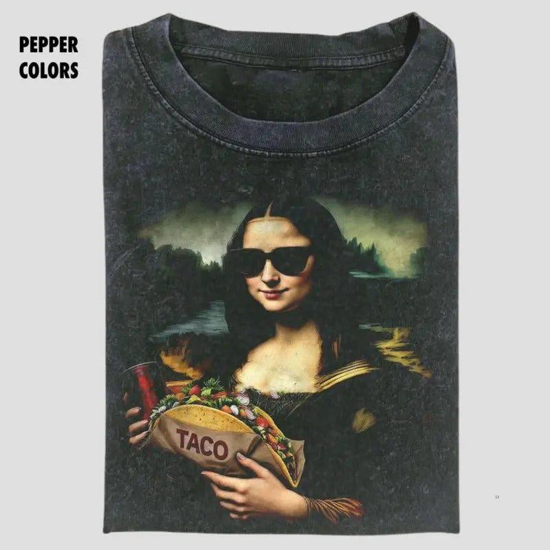 Vintage Mona Lisa Taco Bell Tee, Funny Mona Lisa Shirt, Taco Bell Shirt, Funny Graphic Tee, Unisex T-Shirt, Unisex Movie Gift Menswear Womenswear Streetwear