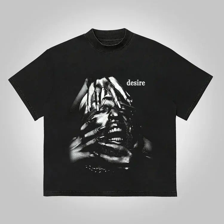 Vintage Mummy Struggle Desire Graphic Print Cotton T-Shirt graphic tees Crewneck Menswear