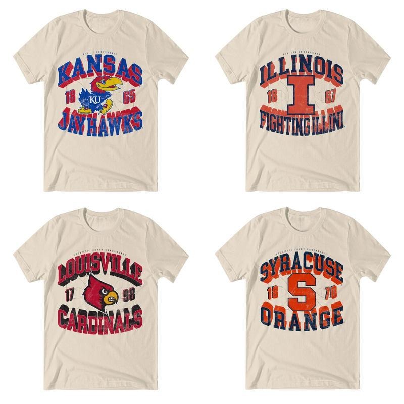 Vintage NCAA College Team Shirt Kansas Illinois Louisville Syracuse Graphic Tee Game Day Outfit For Students Fans Unisex Trendy Style