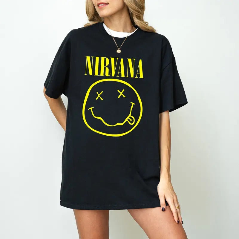 Vintage Nirvana Smiley Face T-Shirt, Vintage Nirvana Crewneck Sweatshirt, Nirvana Smile Face Sweatshirt, Nirvana Tour 90s Tee Shirt