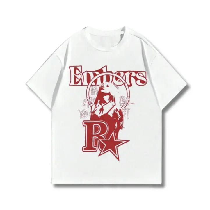 Vintage Prep Men Letter & Figure Embers Graphic Tee, Sweatshirt, Hoodie Gift For Women Top Womenswear Underwear Cotton Polyester T-Shirt