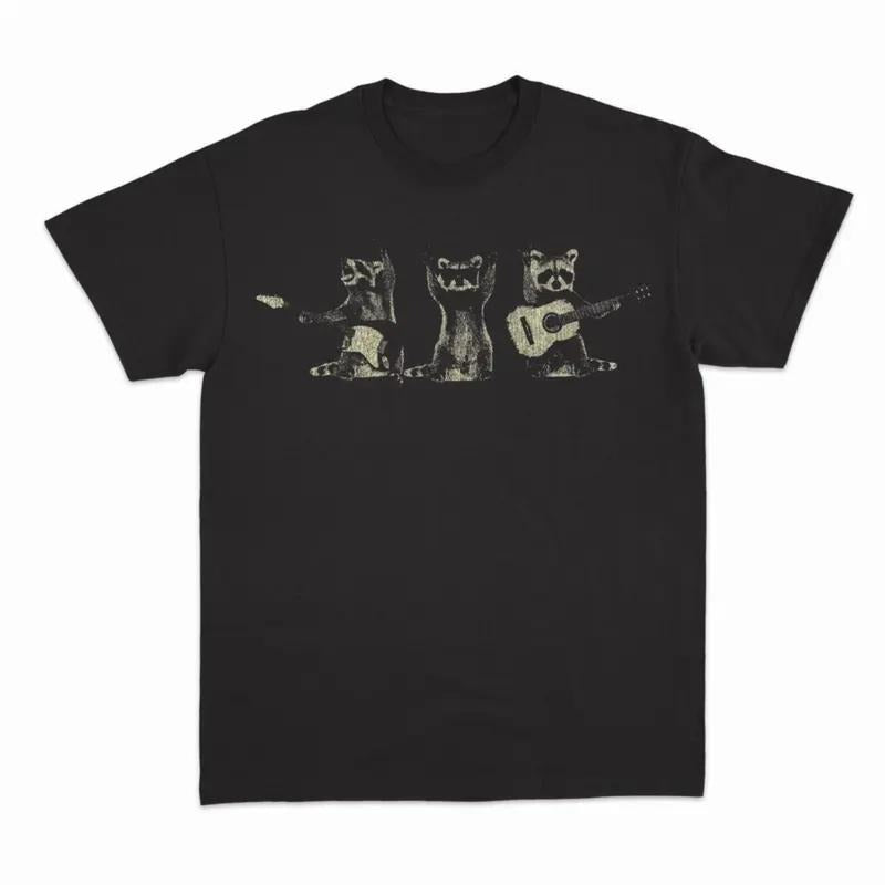 Vintage Raccoon Playing Guitar T-shirt,Raccoon Rock Tshirt, Rock Love Tshirt, Raccoon Lovers, Funny Raccon Tee, Raccoon Gifts Streetwear Streetwear Streetwear Menswear Top
