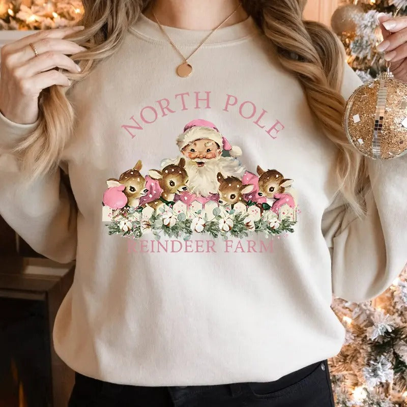Vintage Reindeer Christmas Sweatshirt, Retro Style Christmas Sweatshirt, Vintage Christmas Sweatshirt, Reindeer Christmas...