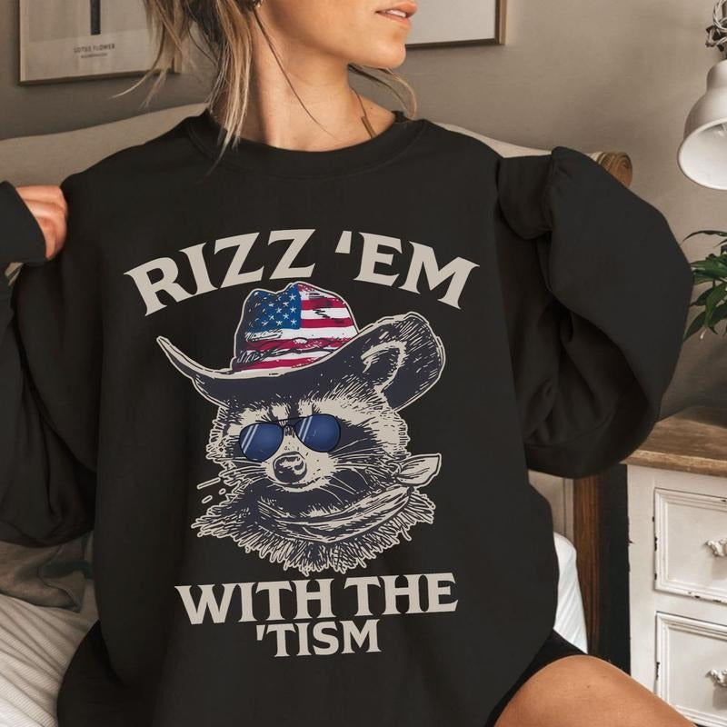 Vintage Retro Rizz 'Em With The 'Tism Unisex Sweater - Tee for Men and Women Hoodie, Sweatshirt | InkThreadWorks.com