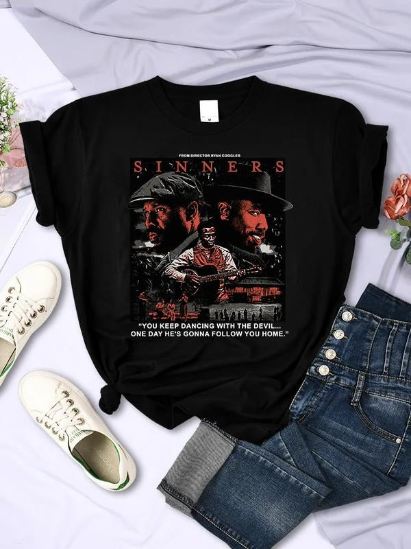 Vintage Sinners 2025 Movie Shirt, Retro Dancing With Devil Sinners 2025 Movie Aesthetic Movie Lover Shirt