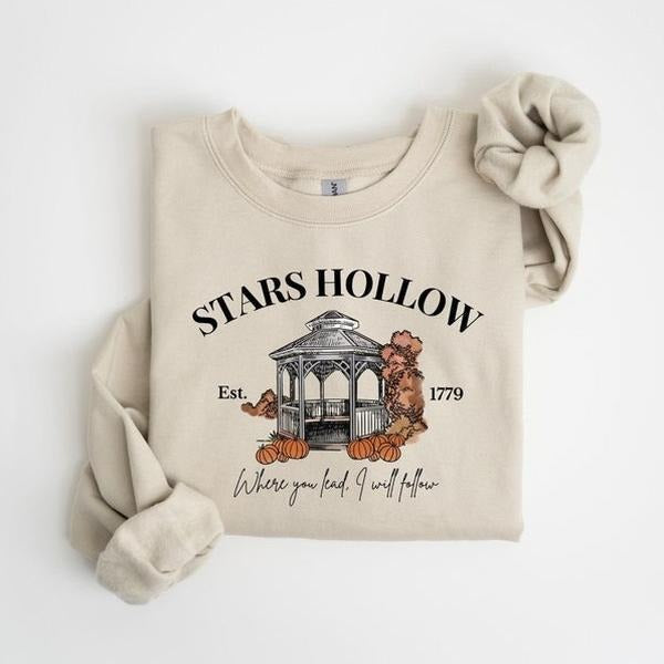 Vintage Style Lukes Diner Sweatshirt - Stars Hollow Sweatshirt, Where You Lead I Will Follow Shirt, Annual Autumn Festival - Classic Fit Cotton Menswear