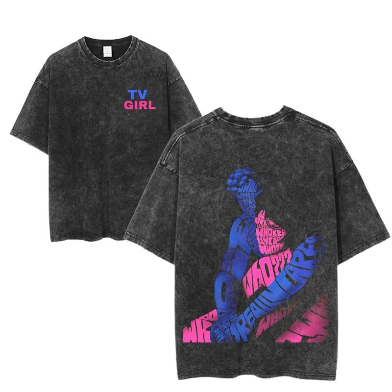 Vintage TV Girl Tour Graphic T-Shirt, Retro Band Aesthetic Tee, Indie Pop Music Fan Shirt, Unisex 90s Washed Streetwear Style