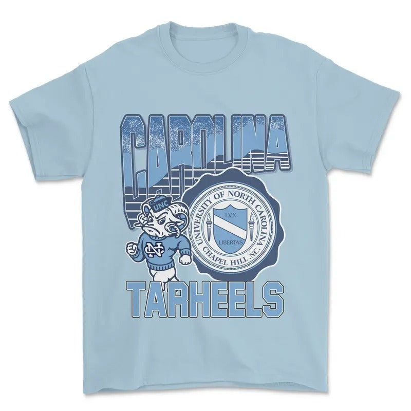 Vintage UNC Tar Heels Mascot Unisex T-Shirt, NCAA UNC Tar Heels Shirt, University of North Carolina Graphic Tee, Soft Cotton Menswear
