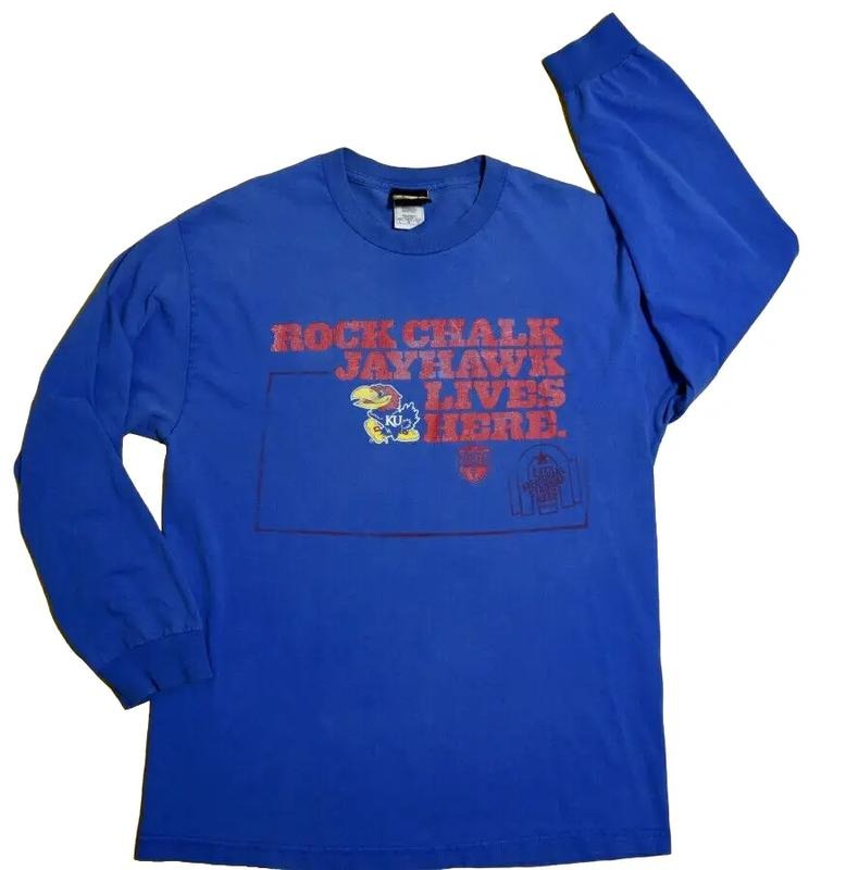 Vtg Kansas Rock Chalk Jayhawk Lives Here Memorial Stadium ESPN Gameday Vintage Unisex T-shirt Sweatshirt Hoodie