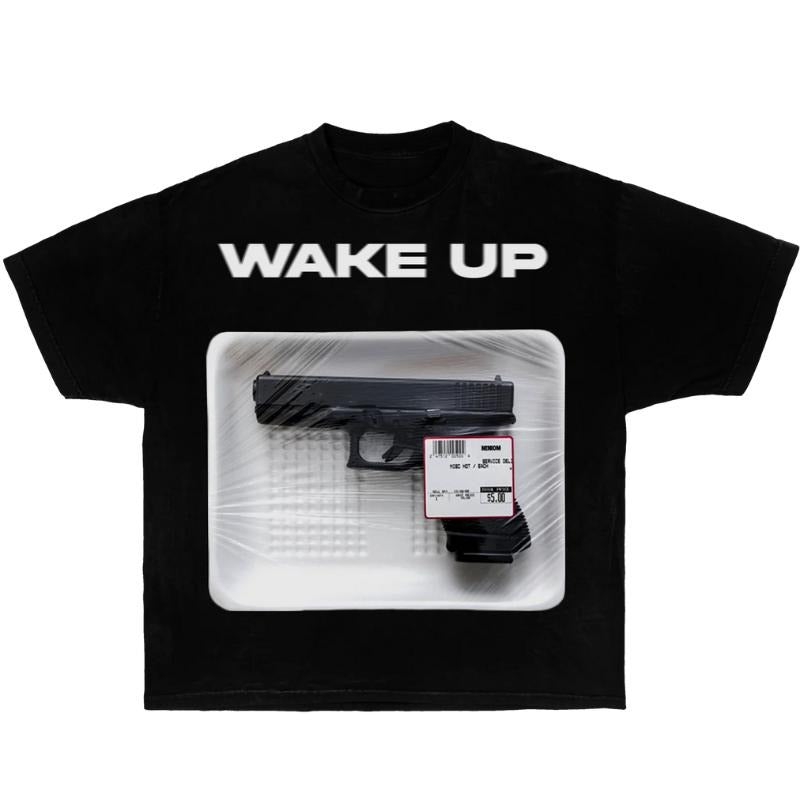 Wake Up Garment-Dyed Boxy Tee - Vintage Y2k Graphic Tee, Y2k Shirt, Wake Shirt, Y2k Fashion, Gift For Men & Women - Menswear Tops