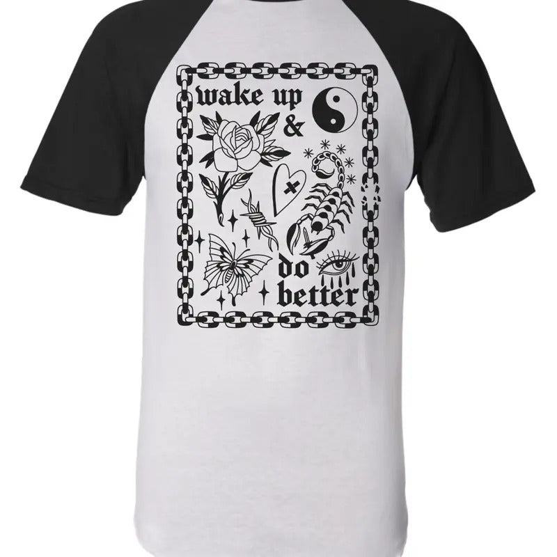 Wake up and Do Better by Jade Quail on vintage style baseball short sleeve shirt in unisex. Hoodie, Sweatshirt