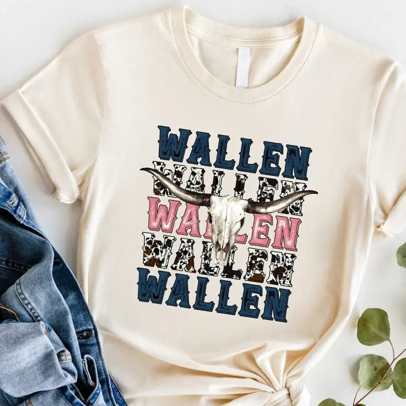 Wallen Bullhead Shirt,Country Music Shirt,Wallen Tshirt,Country Concert Shirt,Wallen Shirt,Wallen Westerns Shirt,Western Bull Shirt Full Sizes, Full Colors, Cotton Round Neck Tee, Unisex T-shirt for Men and Women Classic Menswear