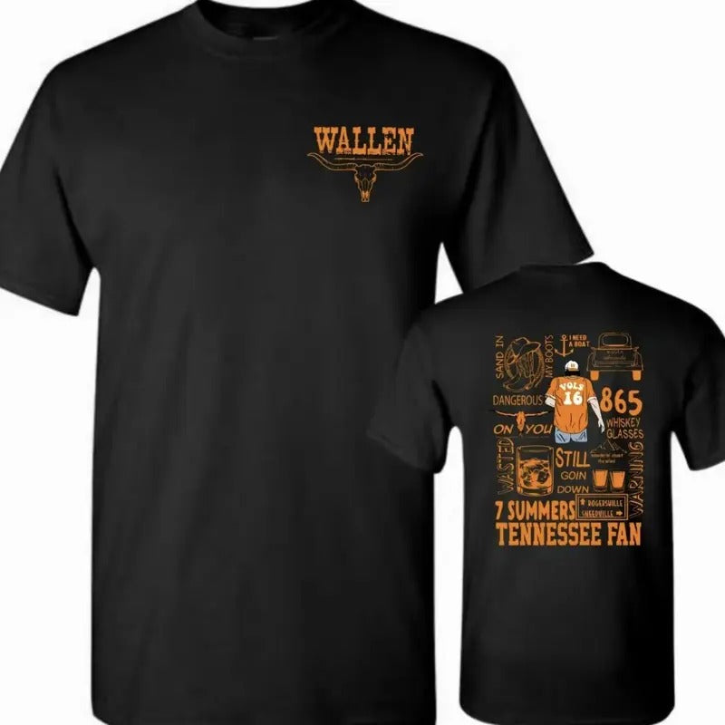 Wallen Tennessee T-Shirt, With Bold Bull Skull And Vibrant Graphic Design Celebrating 7 Summers And Southern Roots, Perfect For Fans Of Country Music And Tennessee, Made From Soft, Durable Cotton