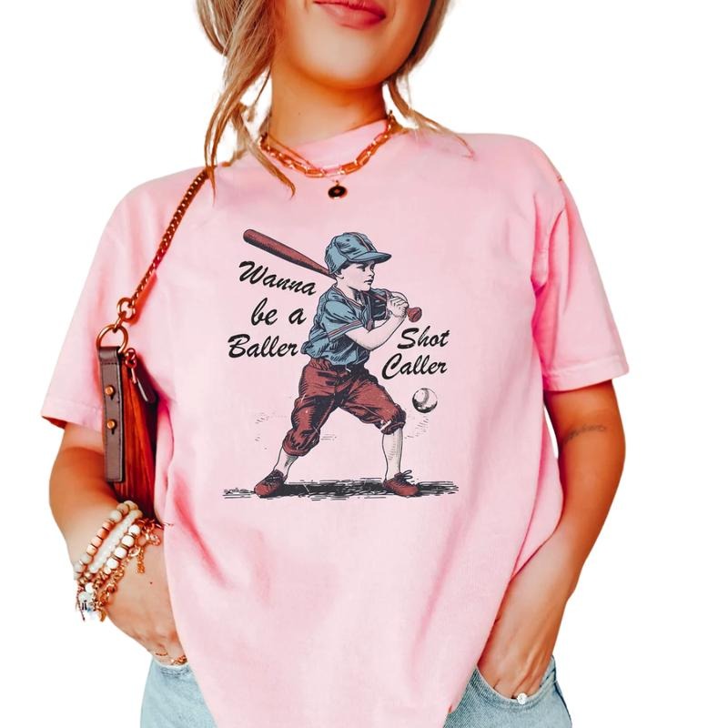 Wanna Be A Baller Shot Caller Vintage Graphic Shirt, Baseball Boy TShirt, Baseball Lover Gift, Game Day Shirt, Sport Lover Gift