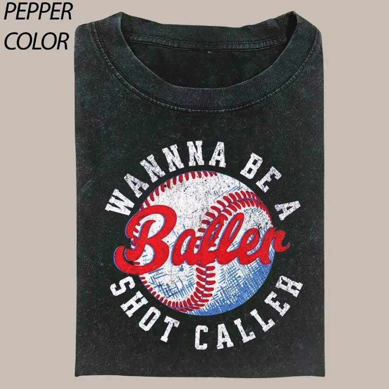 Wanna Be a Baller Vintage Graphic Shirt, Shot Caller Baseball Funny Baseball Boy TShirt, Baseball Lover Gift, Game Day Shirt, Sport Lover Gift Menswear Top