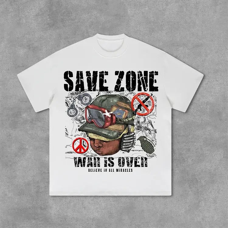 War Is Over Flame Boy Graphic Print Cotton T-Shirt