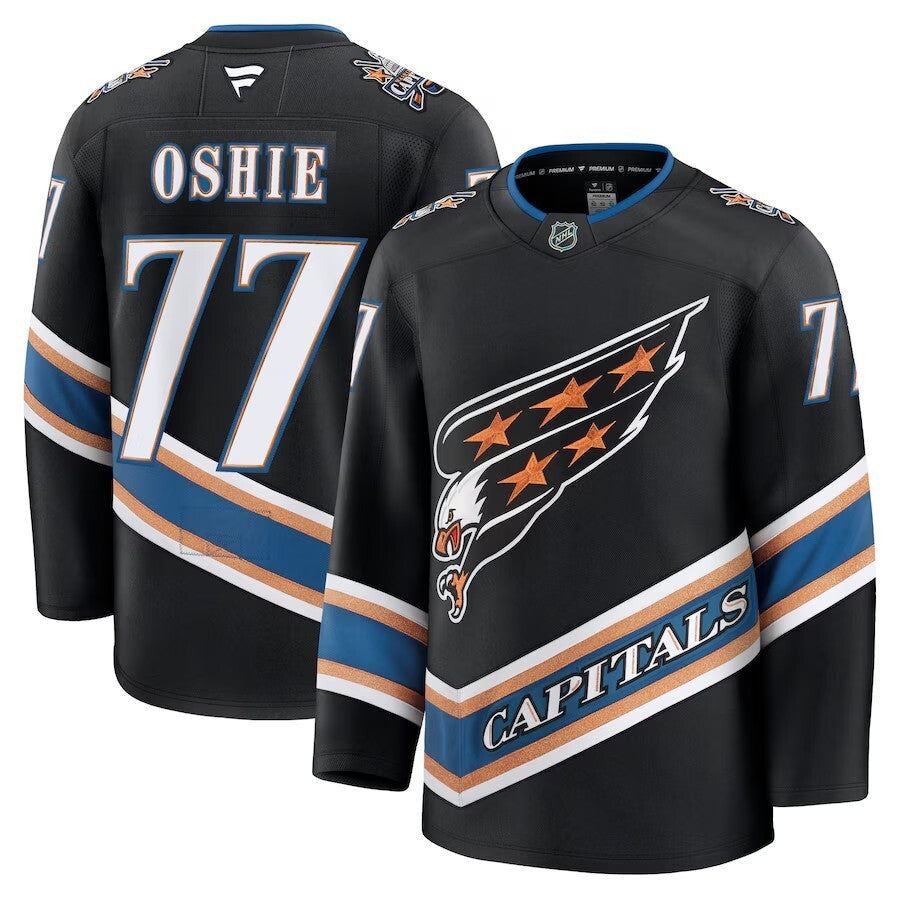 Washington Capitals #77 TJ Oshie Alternate 50th Anniversary Premium Jersey - Black